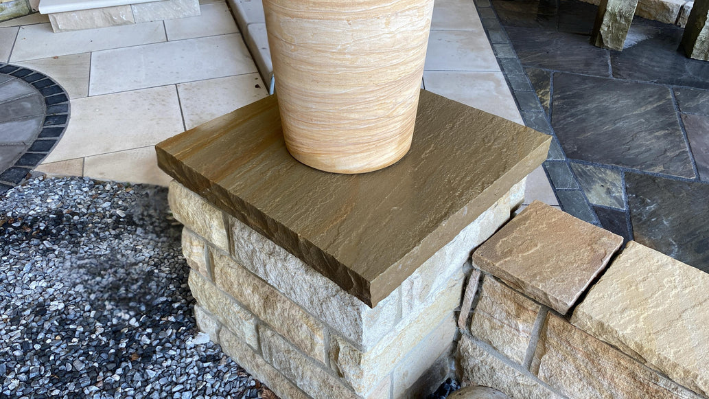 Golden Leaf Sandstone Pier Caps - Riven