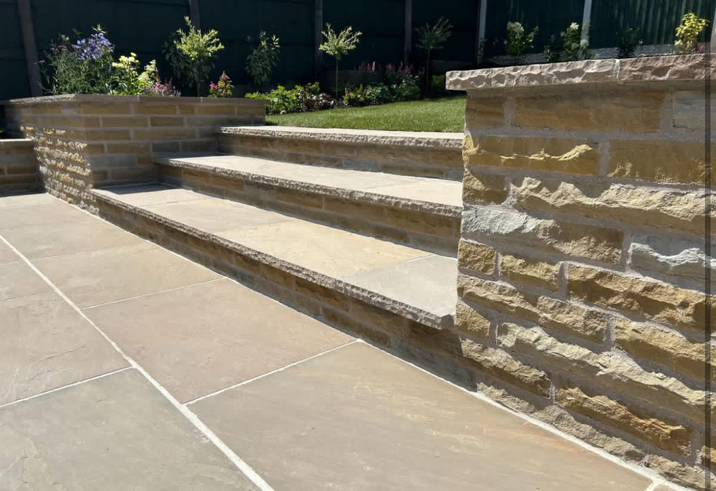 Raj Sandstone Step Tread - Riven
