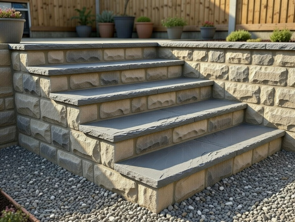 Kandla Grey Riven Sandstone Step Tread