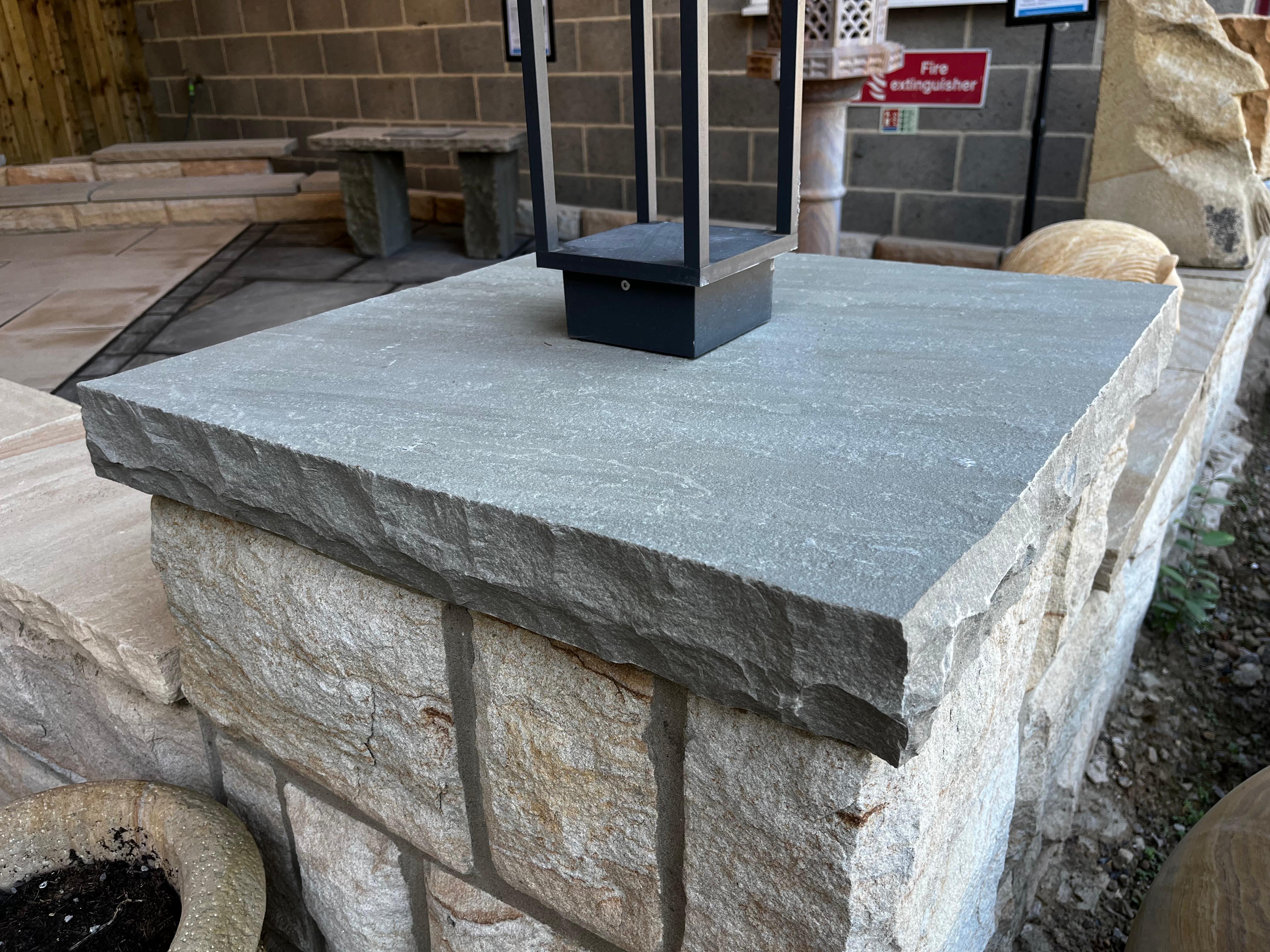 Samdstone Ramp Kandla Grey Riven Sandstone Pier Caps – Bridge Street Stone