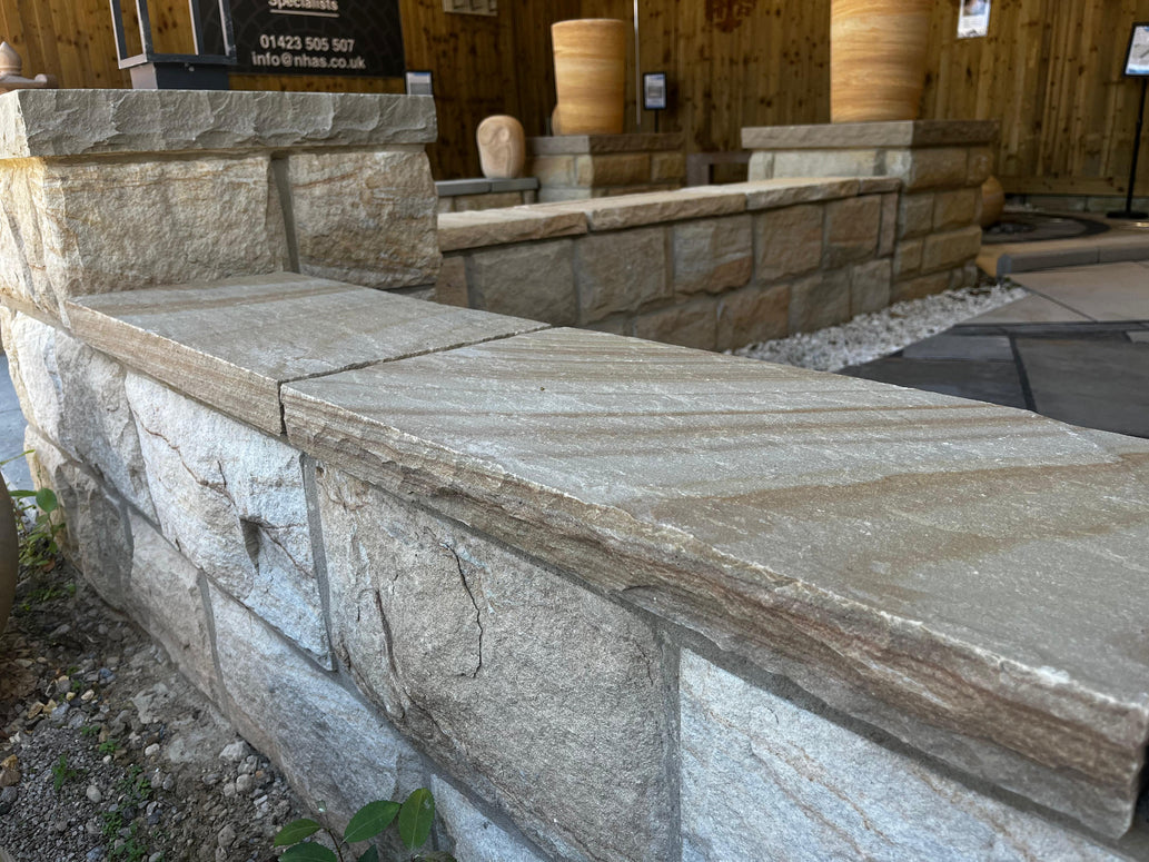 Golden Leaf Sandstone Coping - Riven